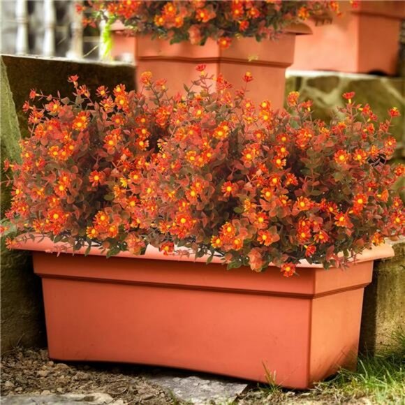 12 Bundles Artificial Fall Flowers No Fade Faux Autumn Plants, Fake Indoor - Picture 5 of 8